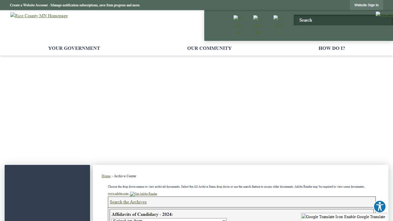 Archive Center • Rice County, MN • CivicEngage